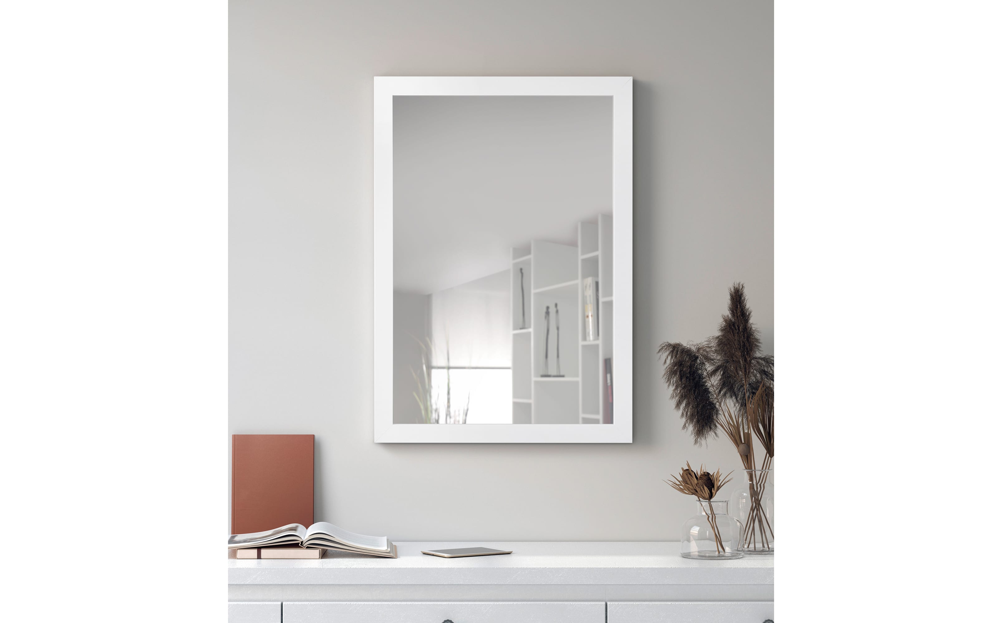 Rahmenspiegel Thea in weiß, 48 x 68 cm 
