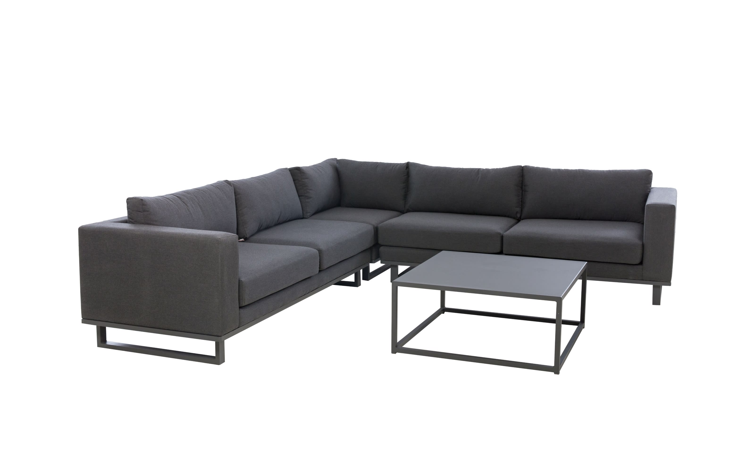 GartenLoungeSet Henri, Gestell in Metall schwarz, Stoffbezug in