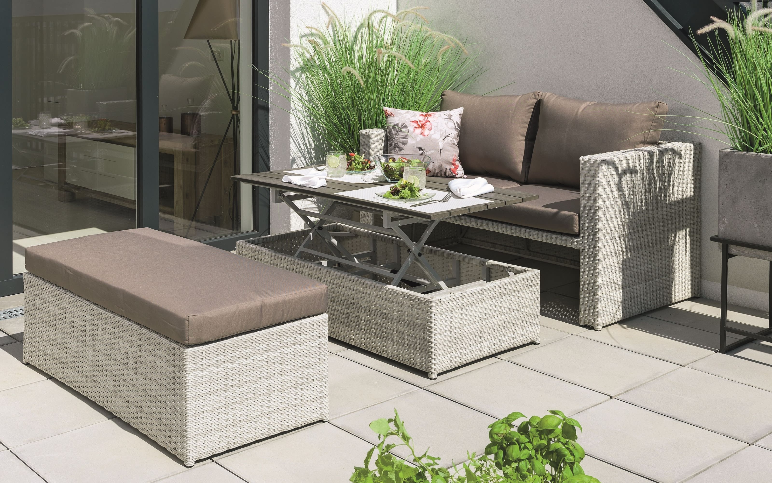 GartenLoungeSet Arne in grau, Gestell Aluminium, 3teilig online bei