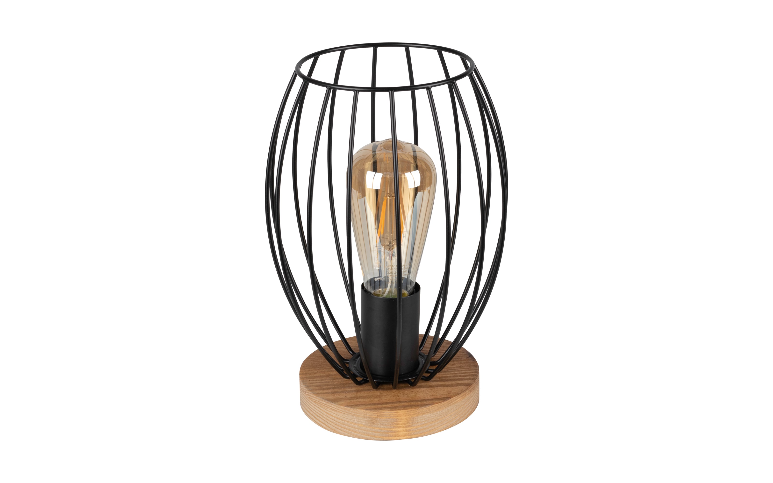 Tischleuchte Trabo in Kiefer gebeizt/schwarz, 26 cm