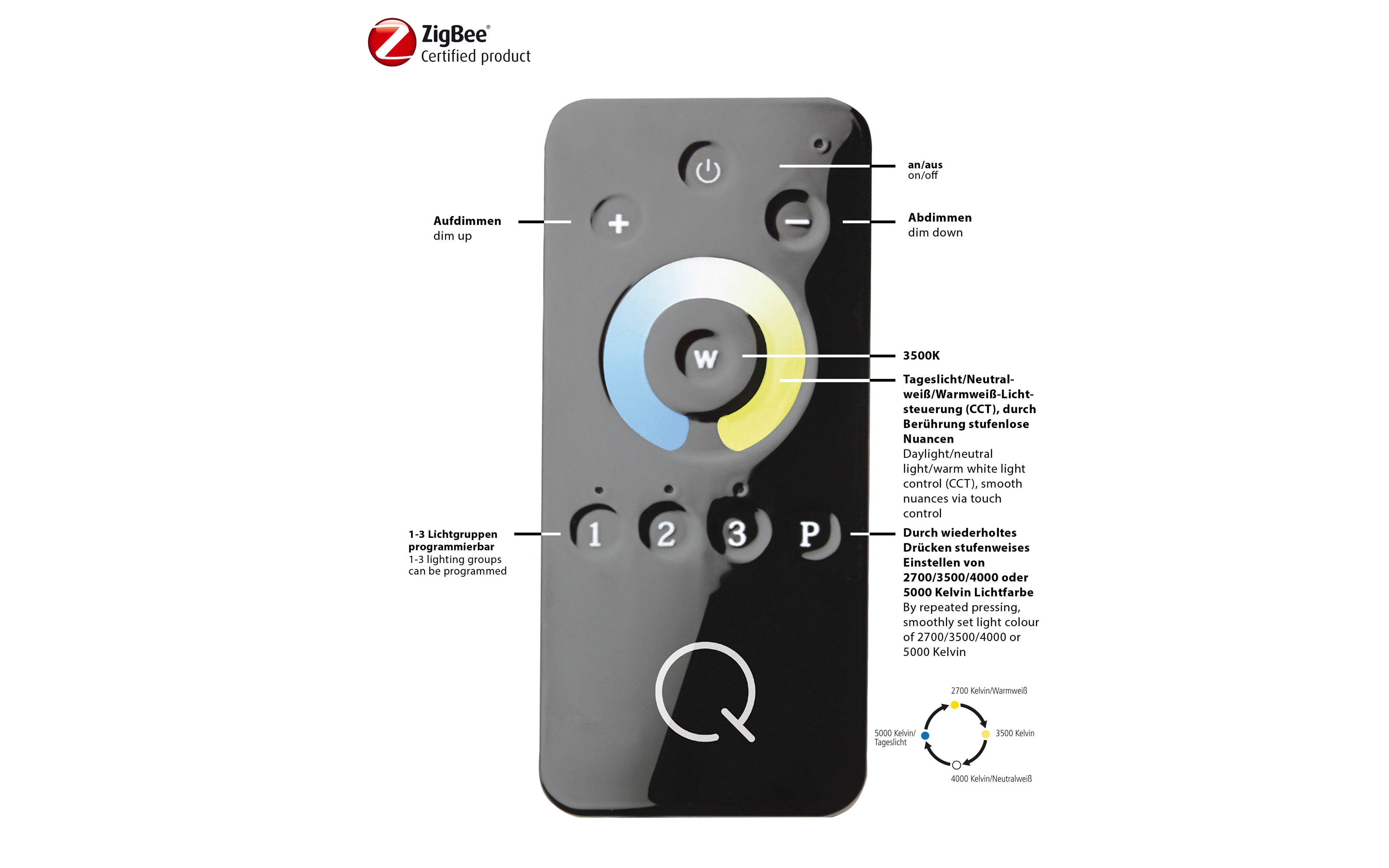 LED-Deckenleuchte Q-Inigo, stahlfarbig, 53 x 53 cm