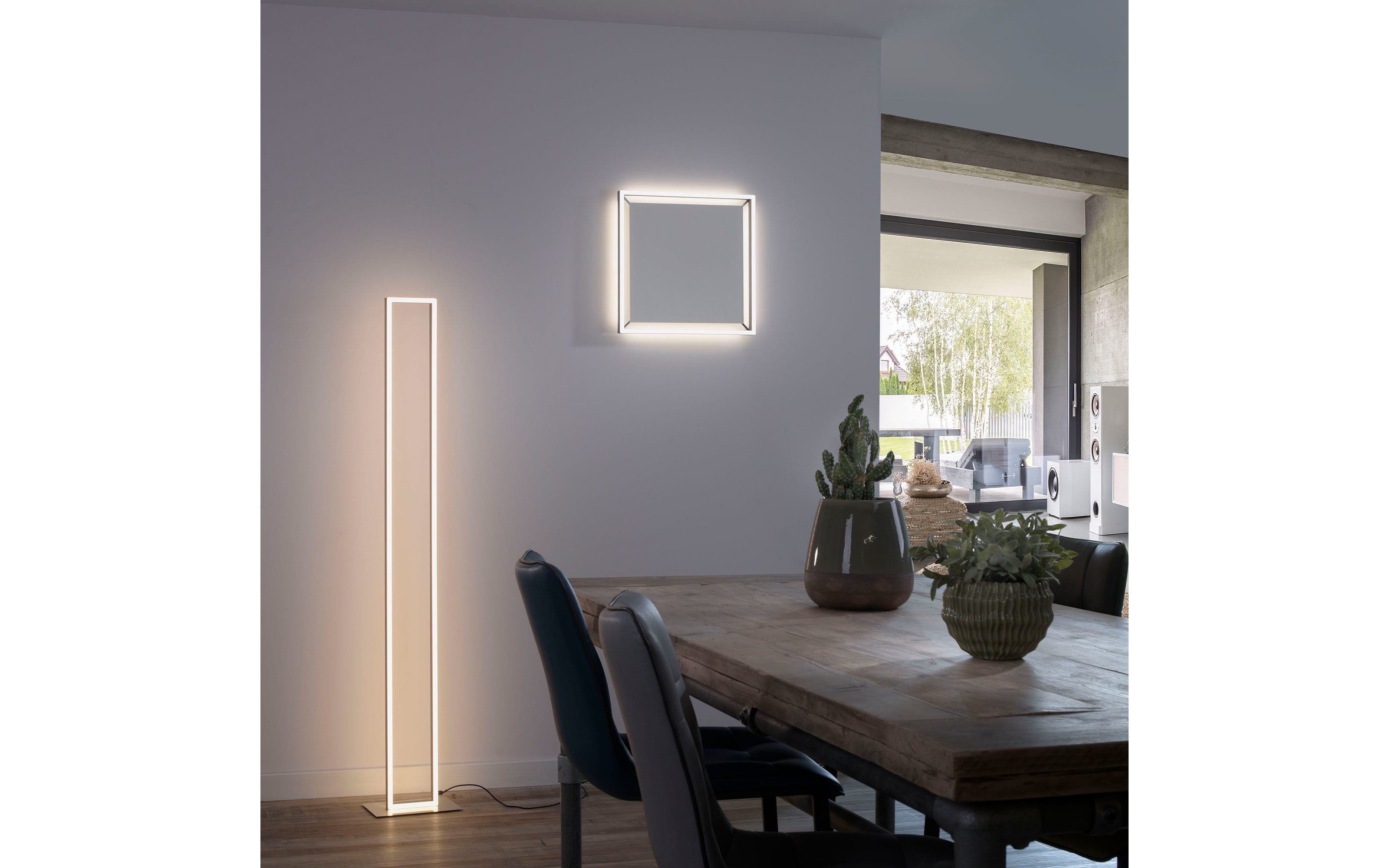LED-Standleuchte Q-Kaan CCT in stahlfarbig, 150 cm