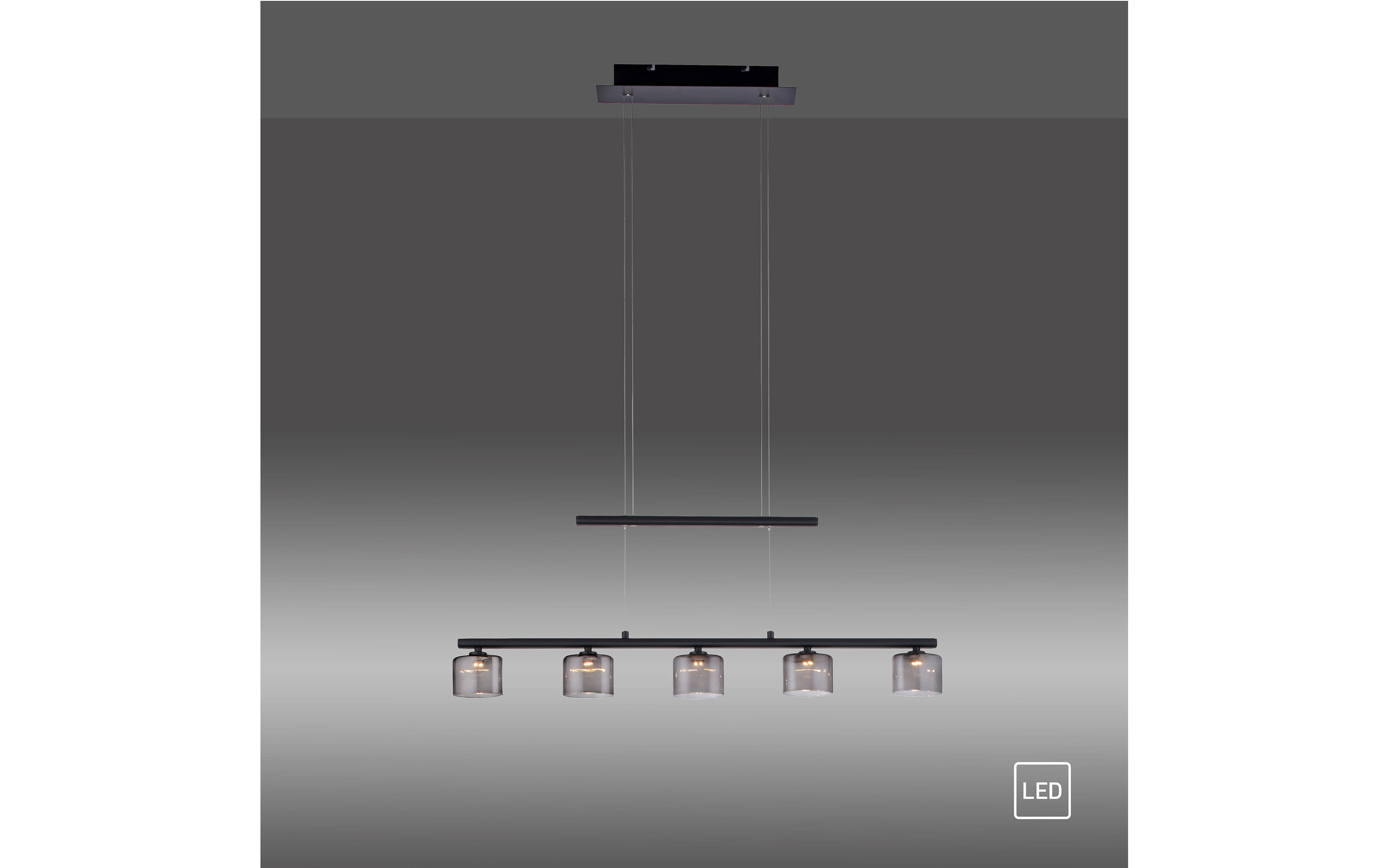 LED-Pendelleuchte Hydra, schwarz, 5-flammig, 80 cm