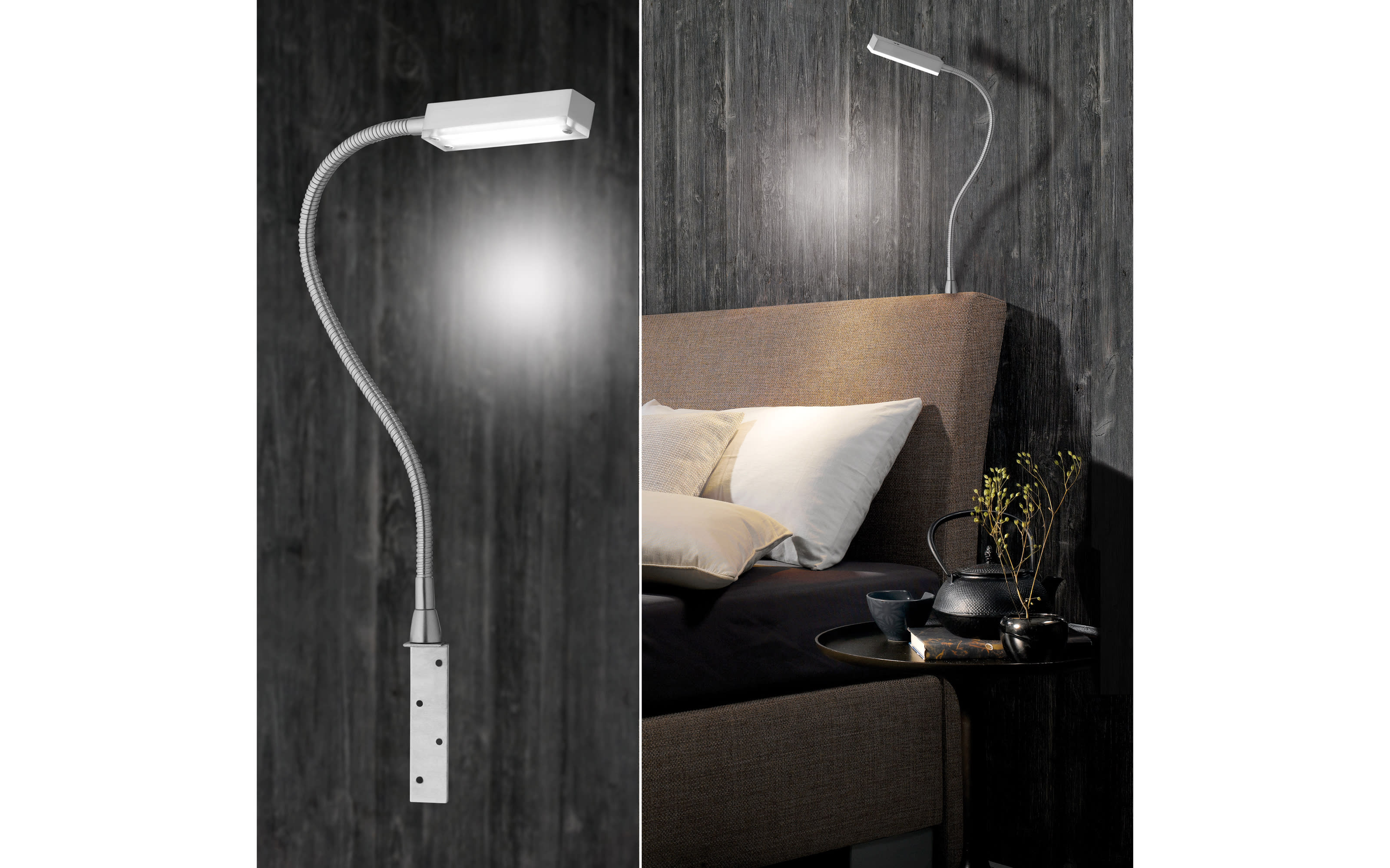 LED-Bettleuchte Raik, nickel matt, 45 cm