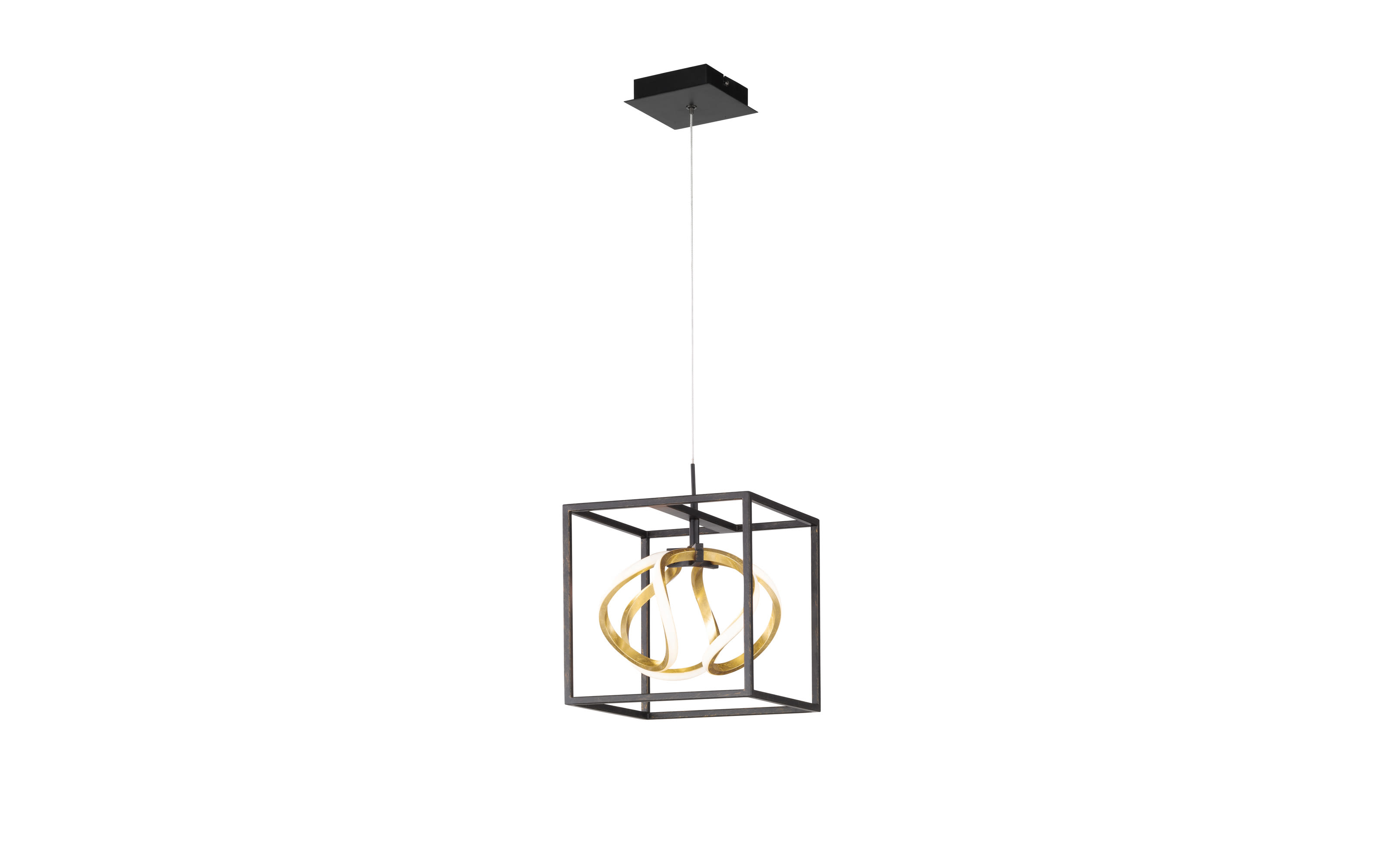 LED-Pendelleuchte Gesa, schwarz/goldfarbig, 1-flammig. 27 cm