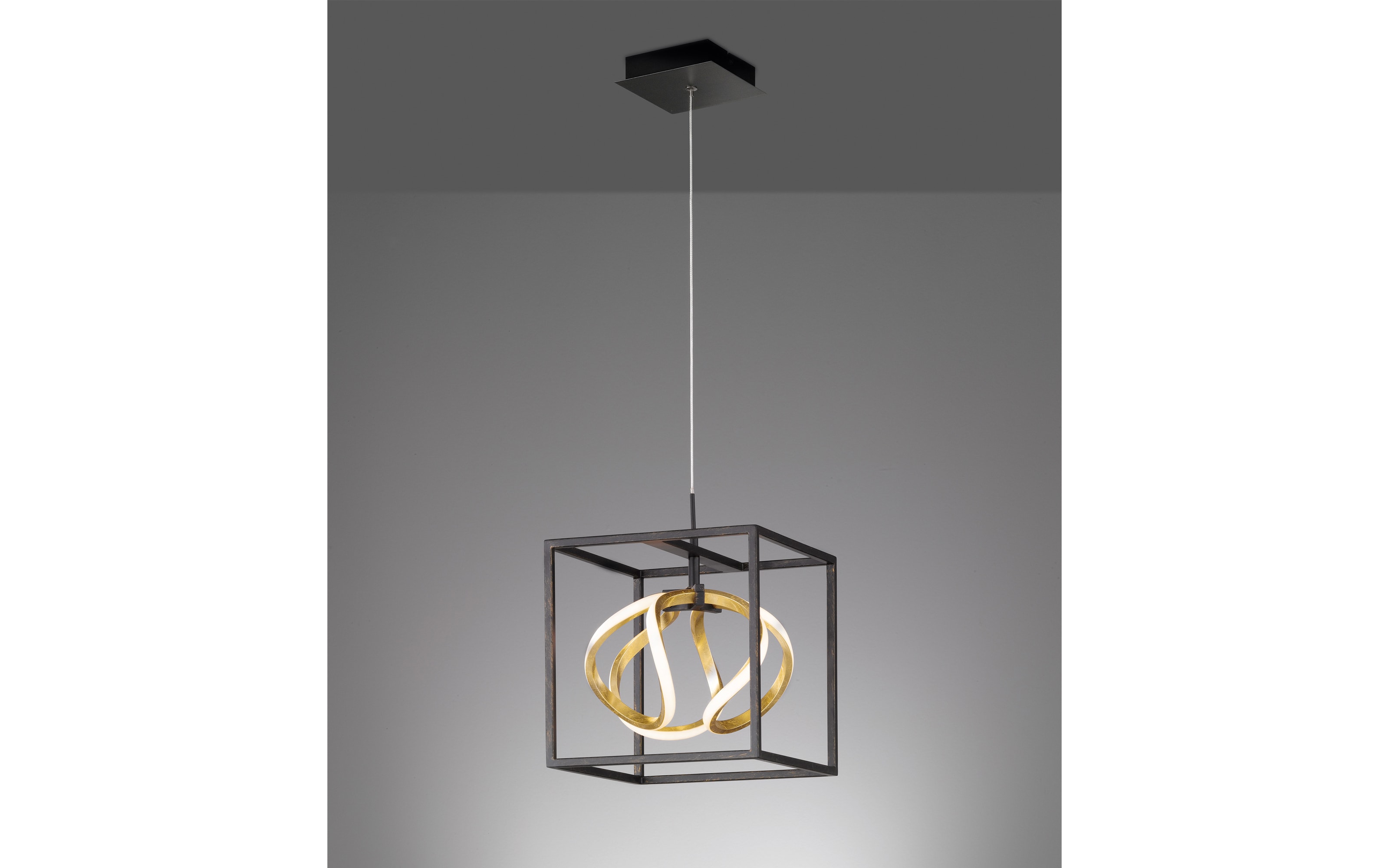 LED-Pendelleuchte Gesa in schwarz/goldfarbig, 1-flammig