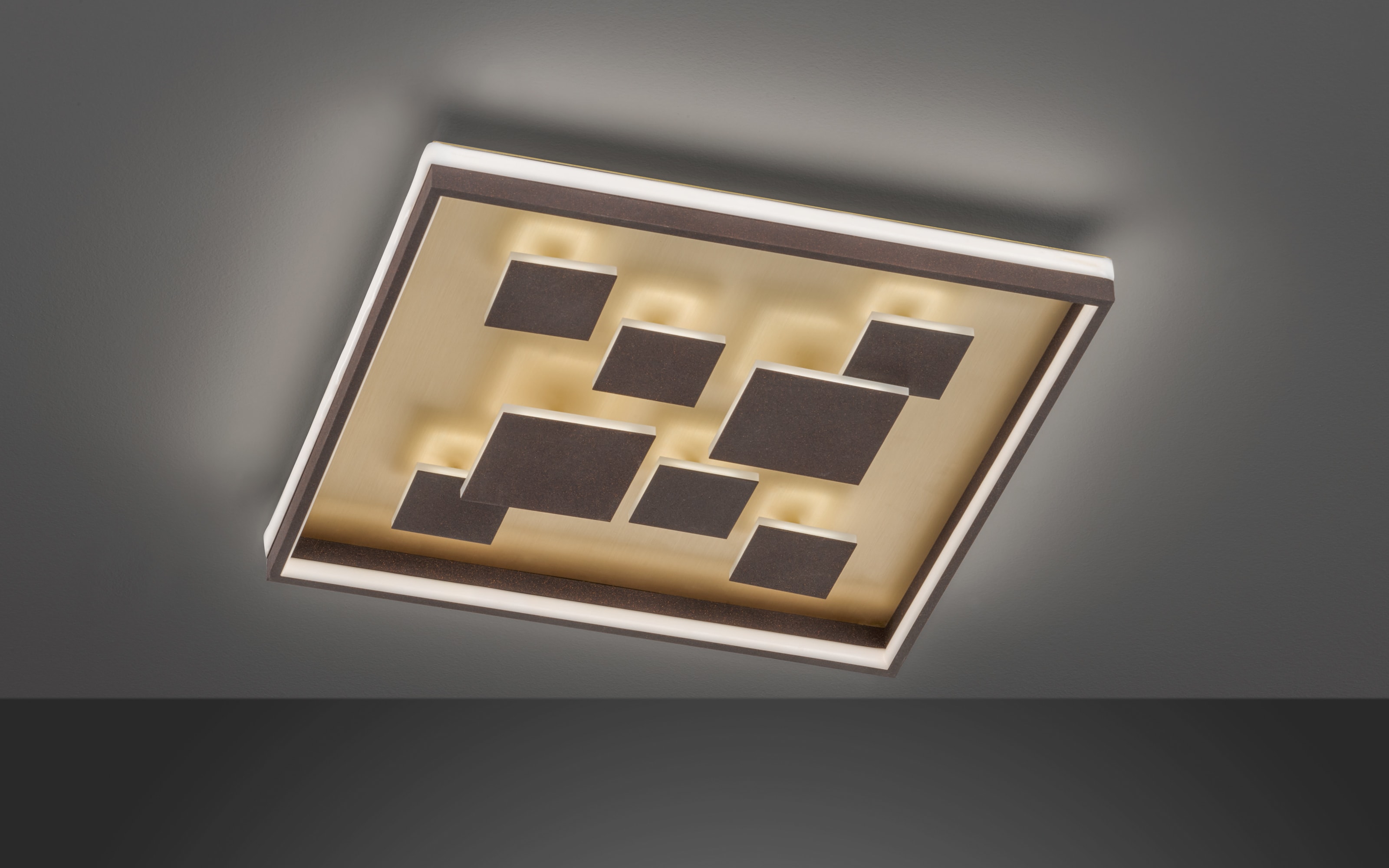 LED-Deckenleuchte Rico in rostfarbig/gold, 53 x 53 cm