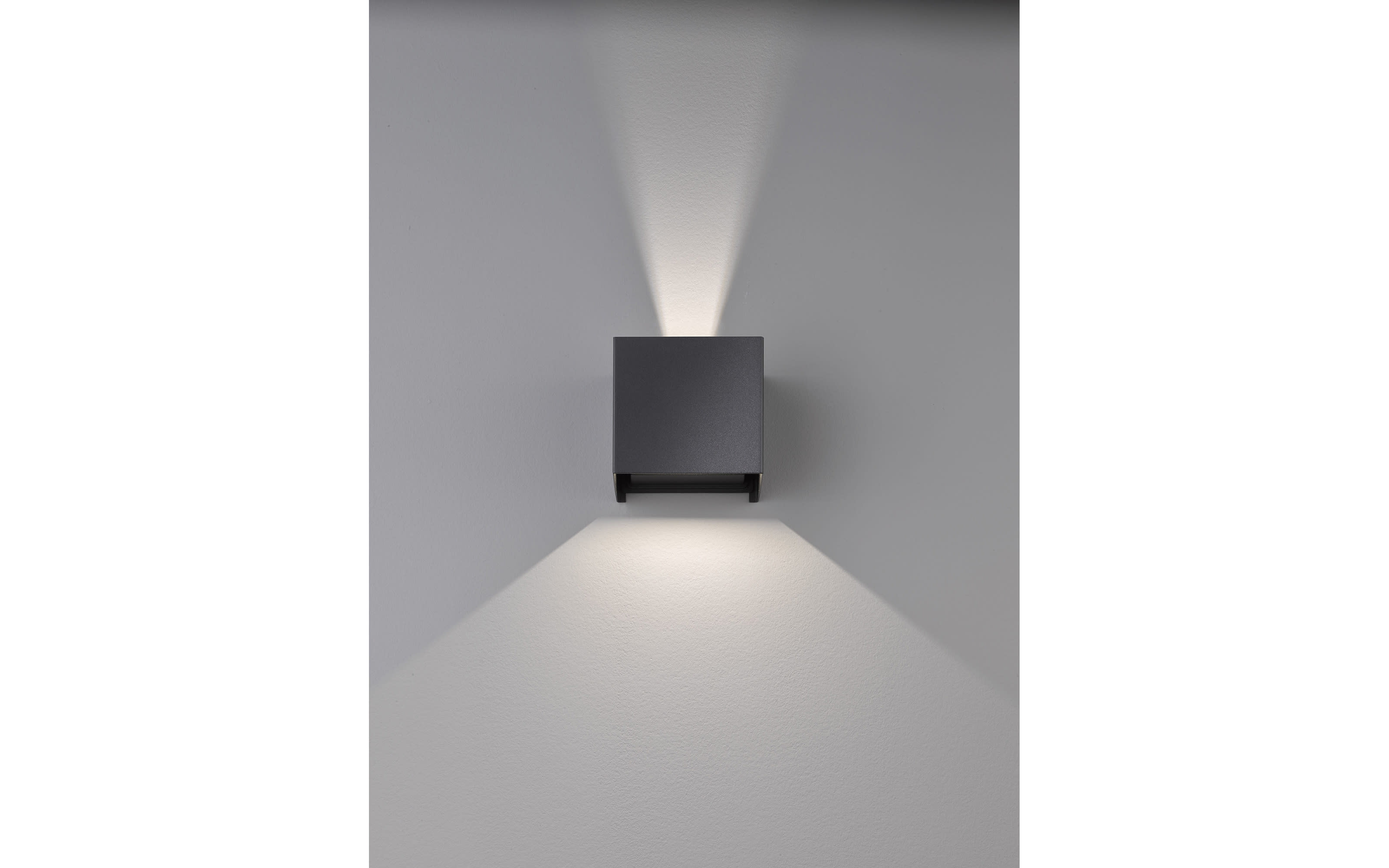 LED-Wandleuchte Wall IP44 in schwarz matt, 10 x 10 cm