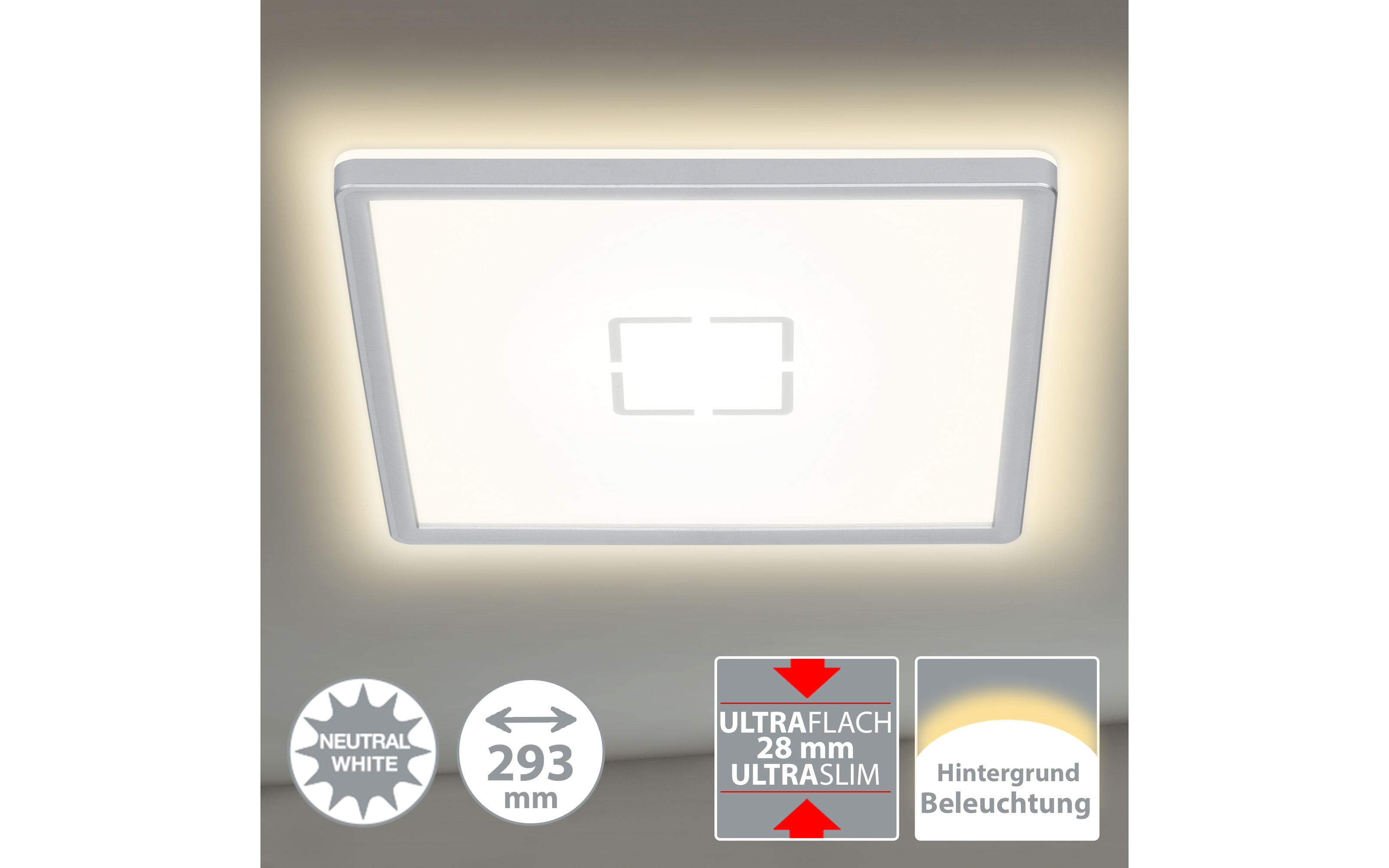 LED-Deckenleuchte Free in weiß/silber, 30 x 30 cm