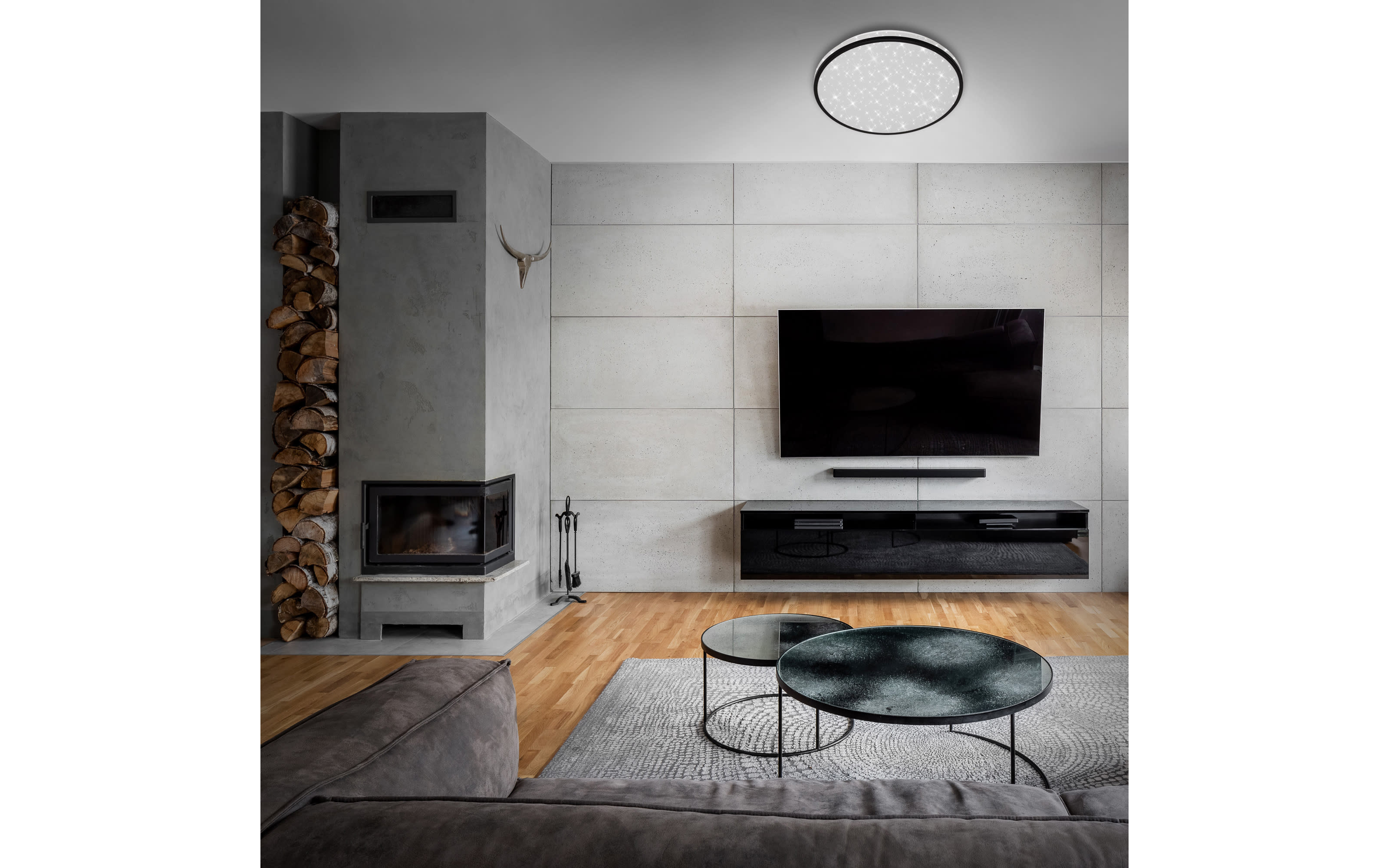 LED-Deckenleuchte Nigra mit Sternendekor