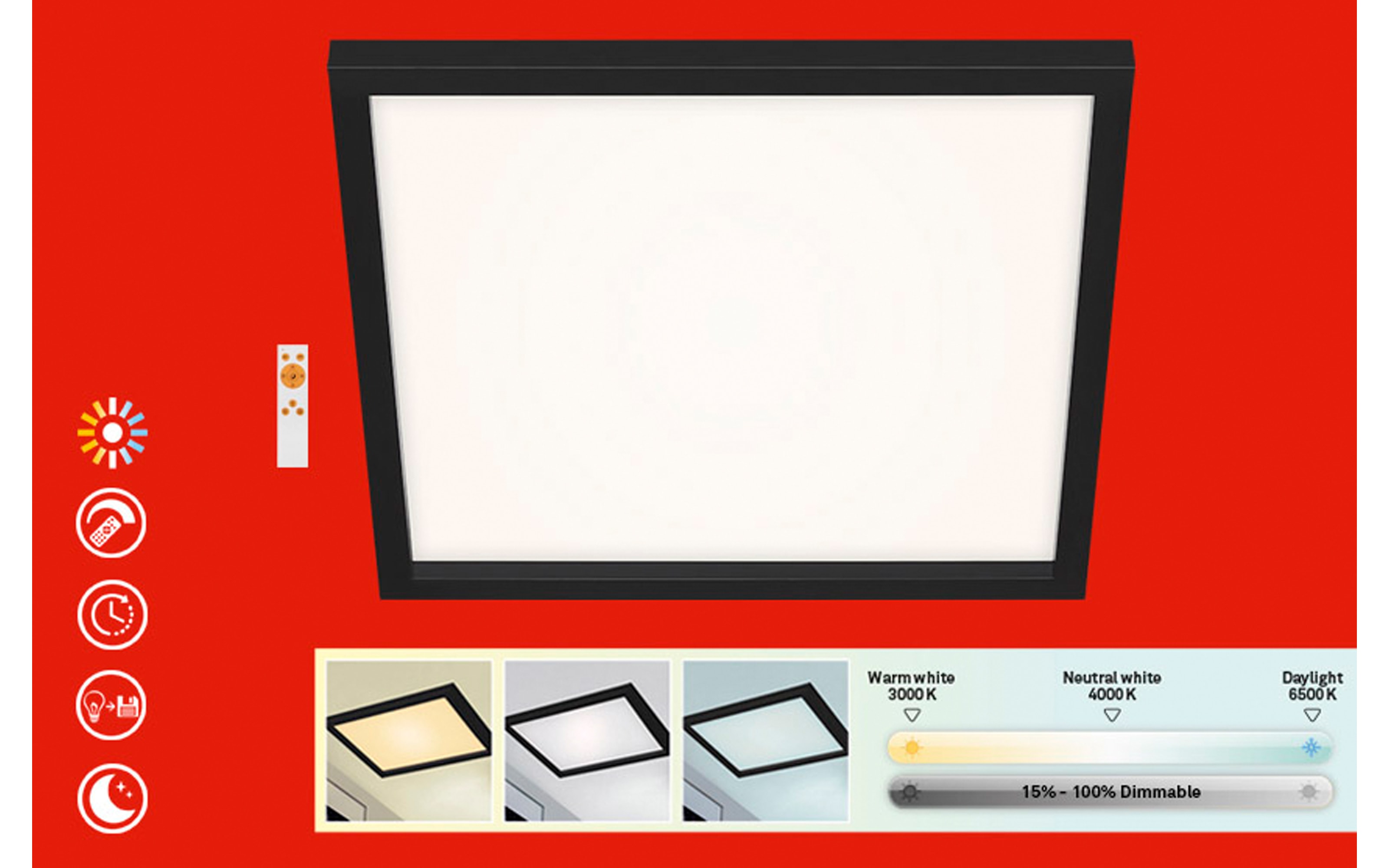 LED-Deckenleuchte CCT Geo Basic in schwarz