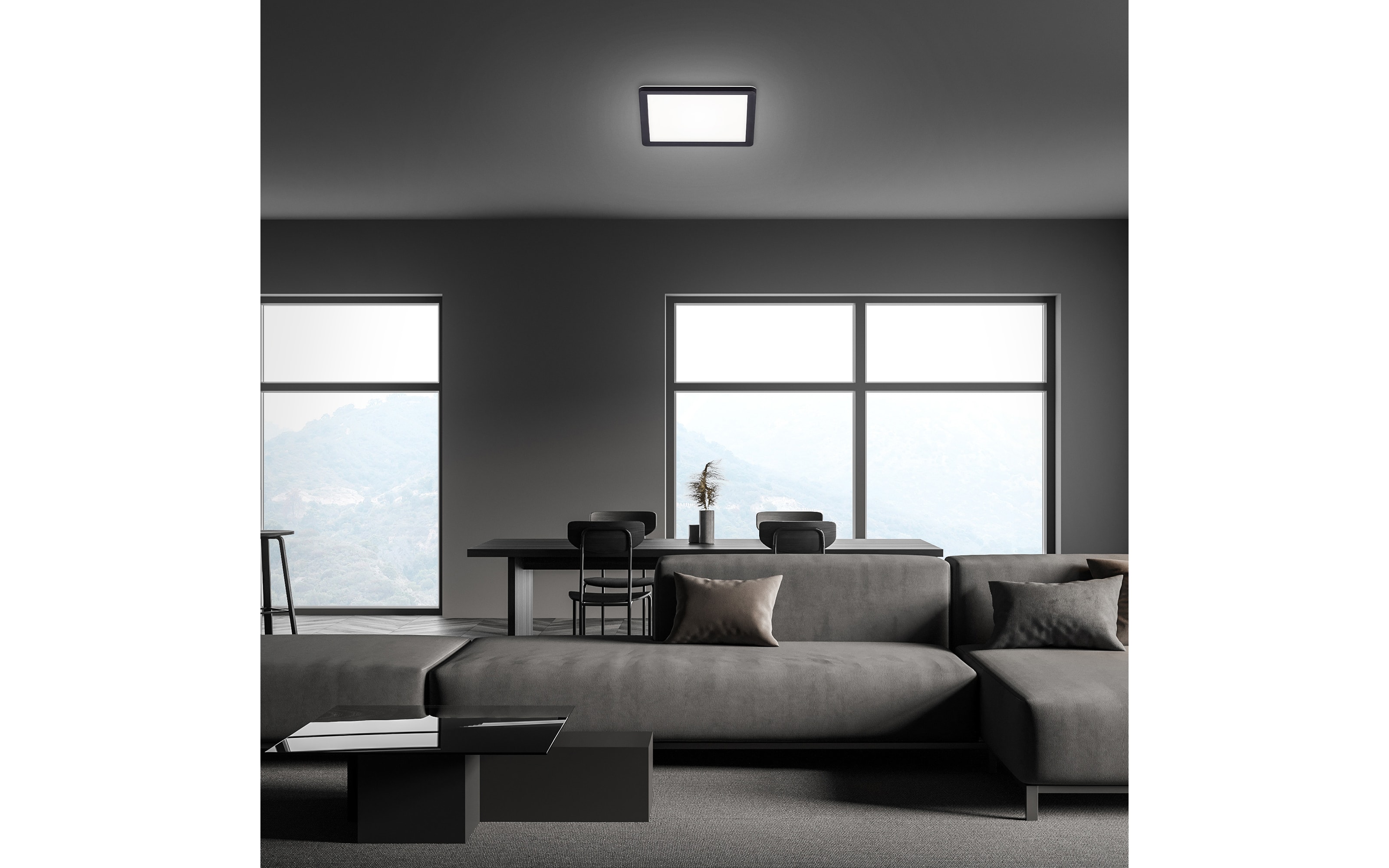 LED-Deckenleuchte Slim in schwarz, 19 x 19 cm