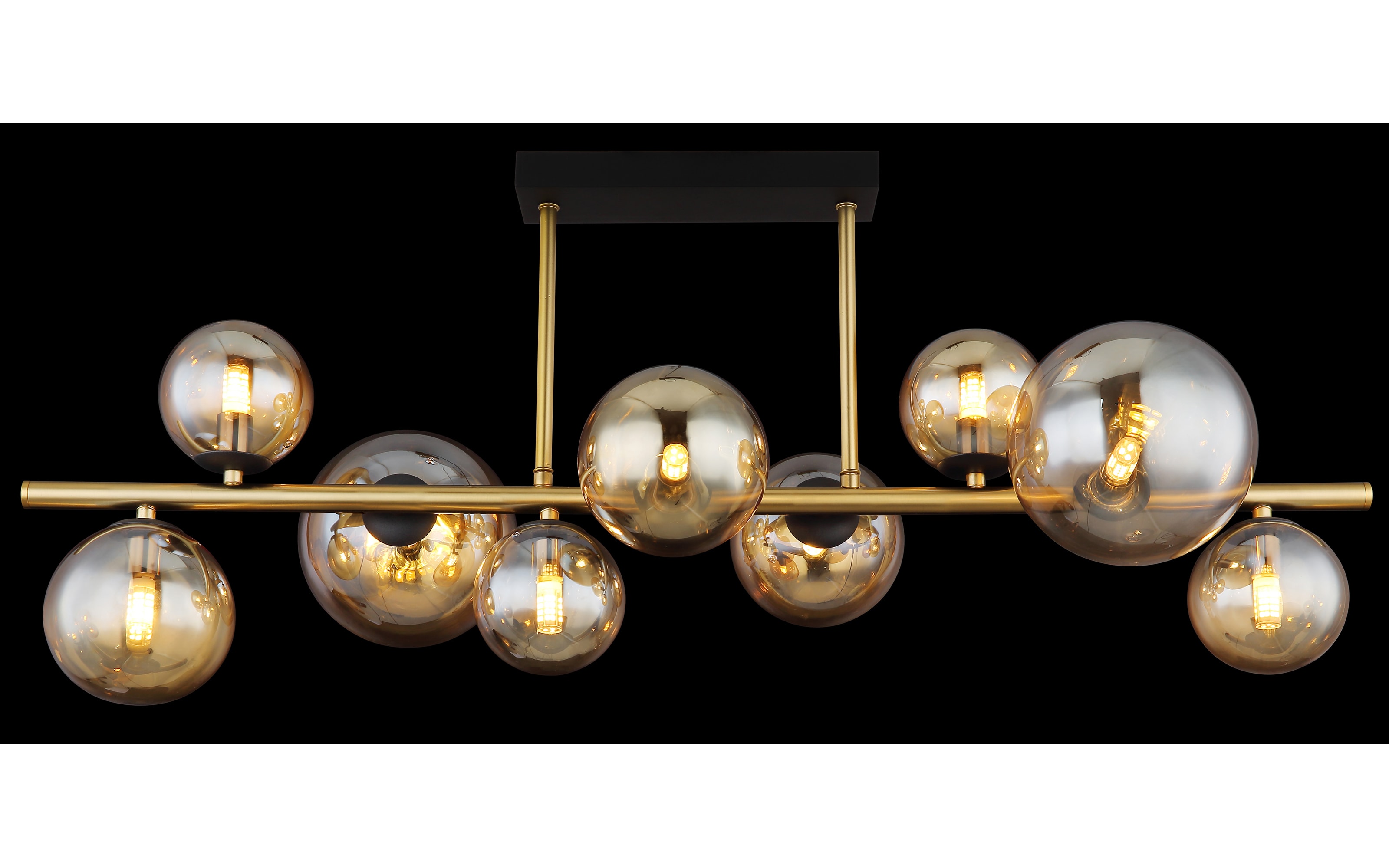 LEDDeckenleuchte Riha in schwarz/messing/amber, 87 cm online bei