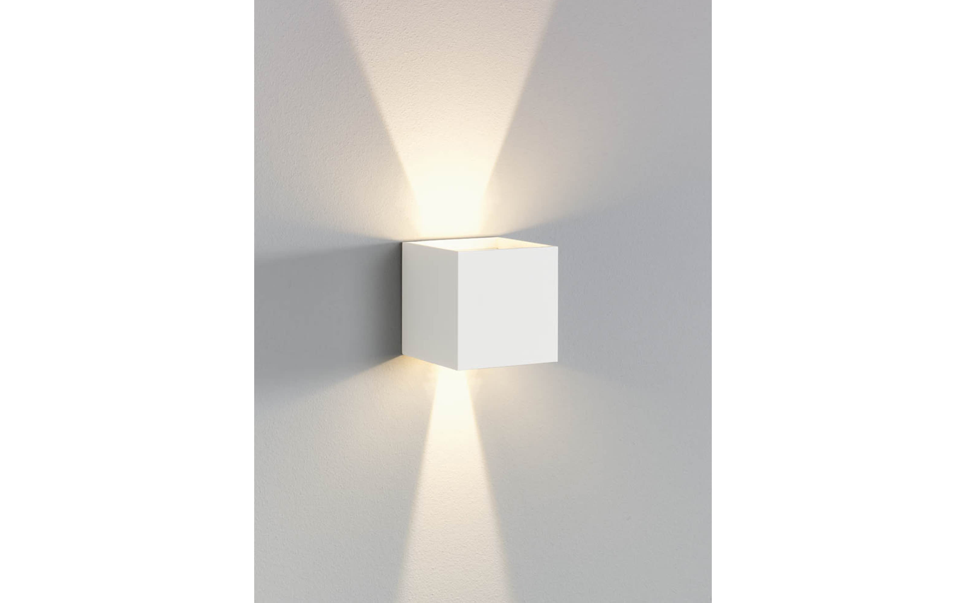LED-Außenwandleuchte Cubi in weiß, 10 x 10 cm