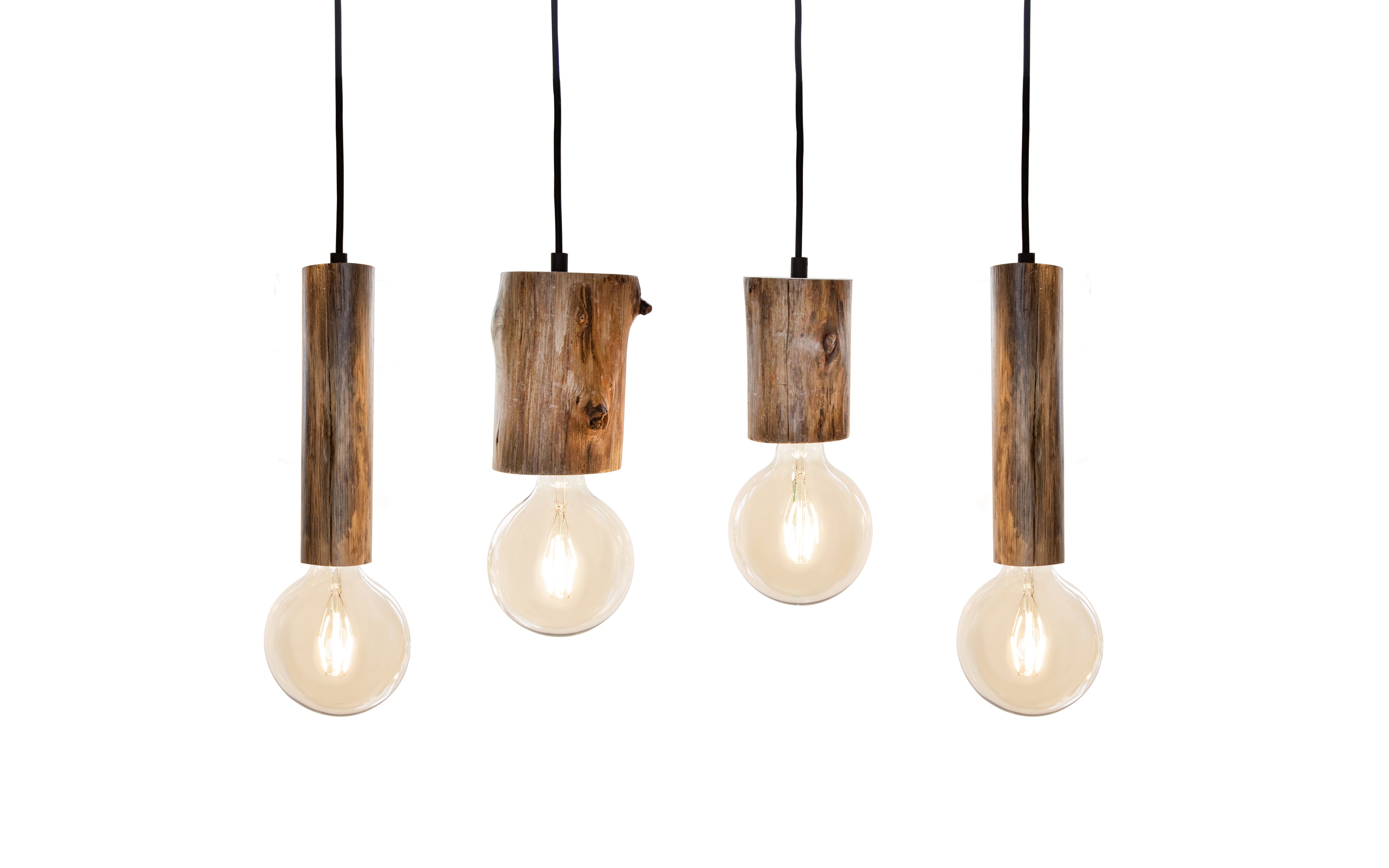 Pendelleuchte Tronco aus Eukalyptus Holz, 3-flammig