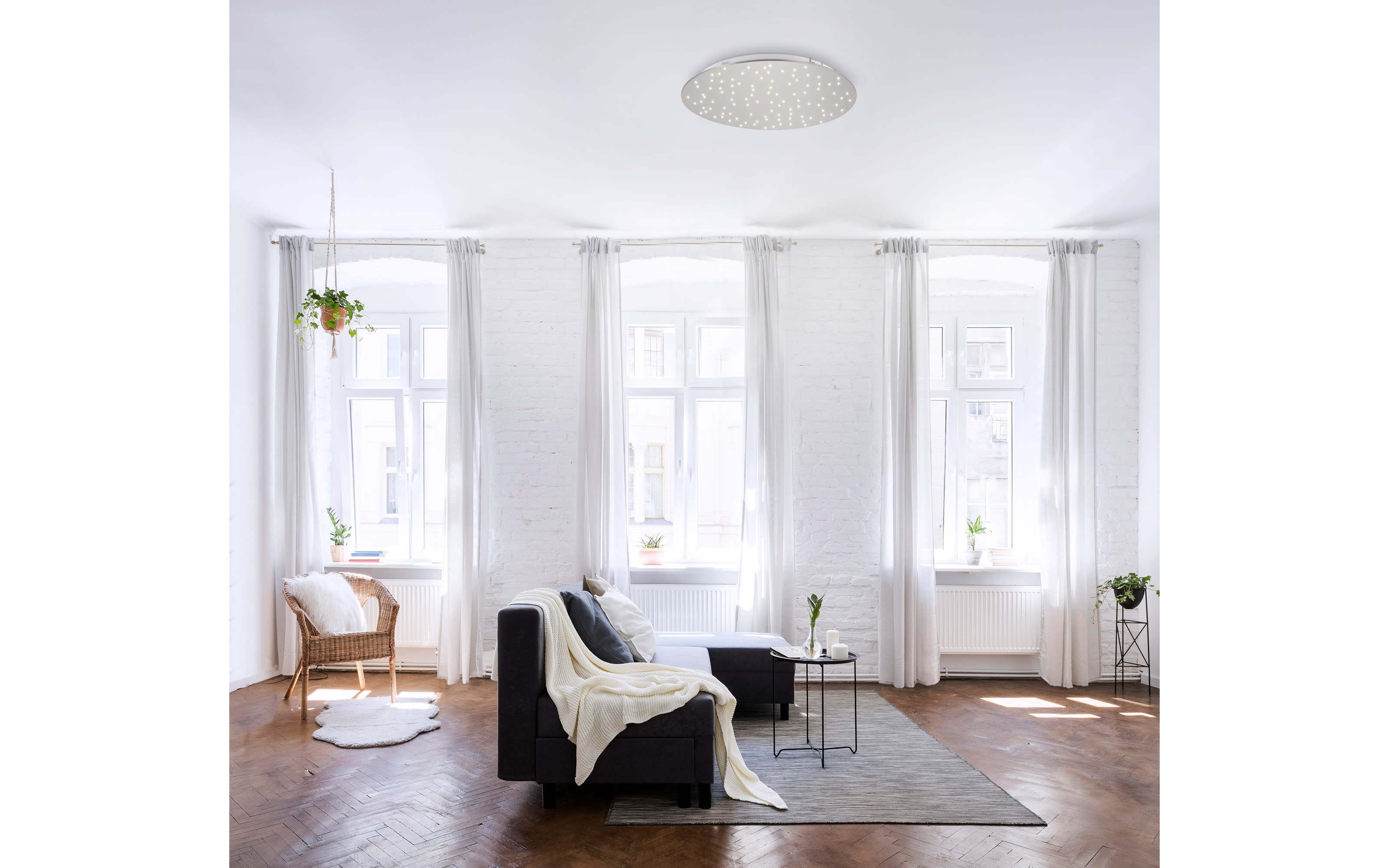  LED-Deckenleuchte CCT Sparkle in stahlfarbig, 48 cm 