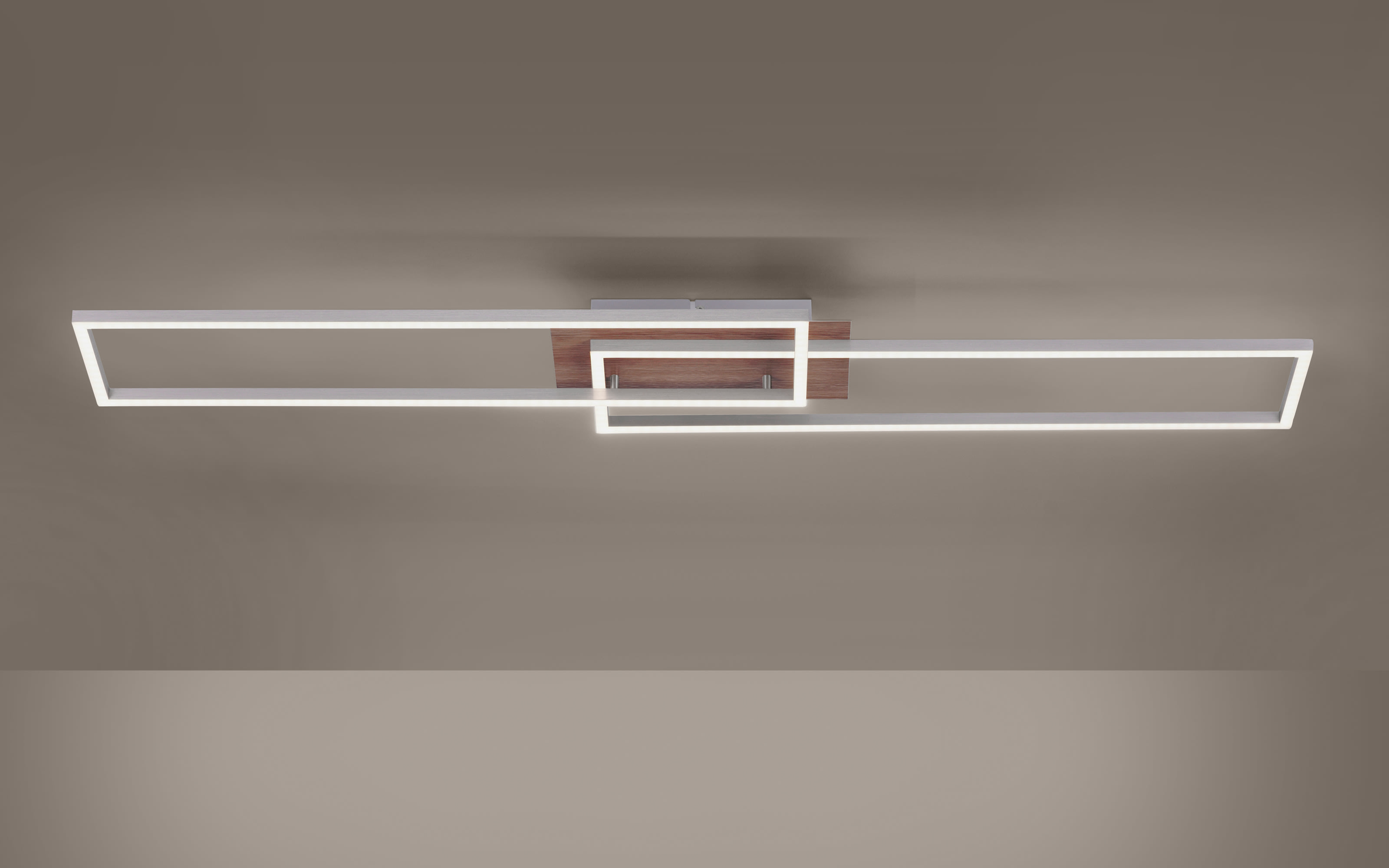 LED-Deckenleuchte Iven mit Holzdekor, 110 cm x 25 cm