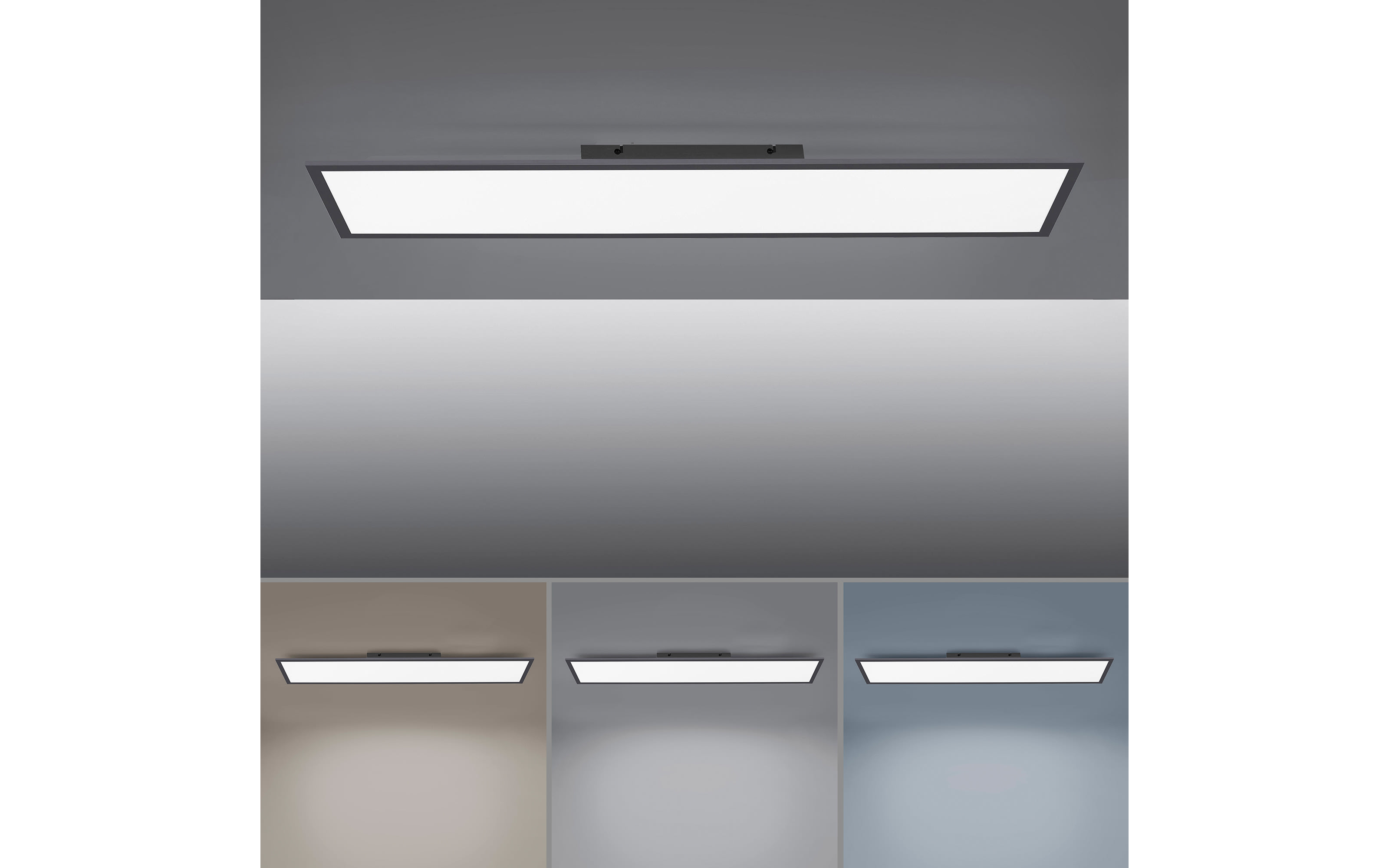 LED-Deckenleuchte Flat CCT in schwarz/weiß, 100 x 25 cm
