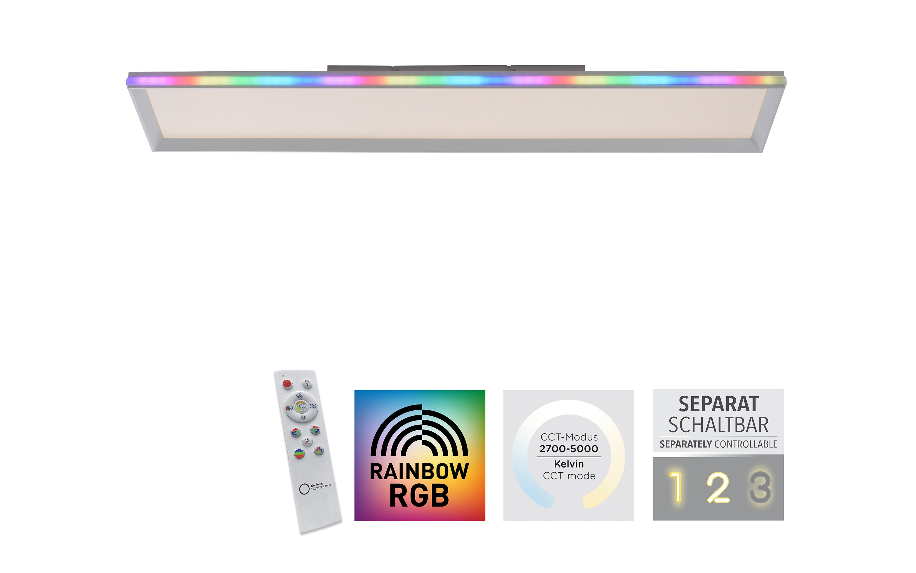 LED-Deckenleuchte Galactic CCT RGB in weiß, 100 x 25 cm