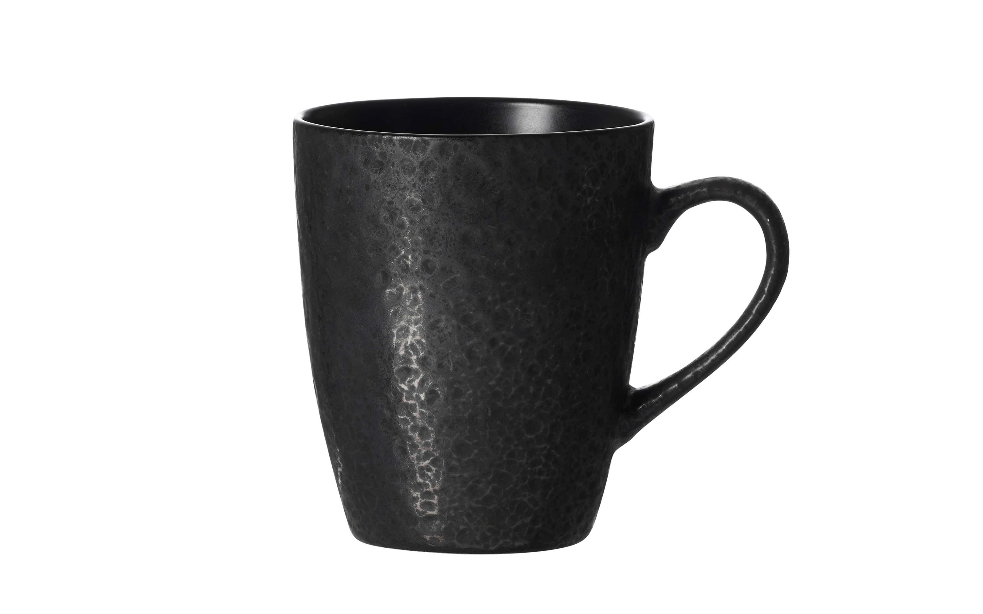 Becher Kitwe aus Steingut in schwarz, 370 ml