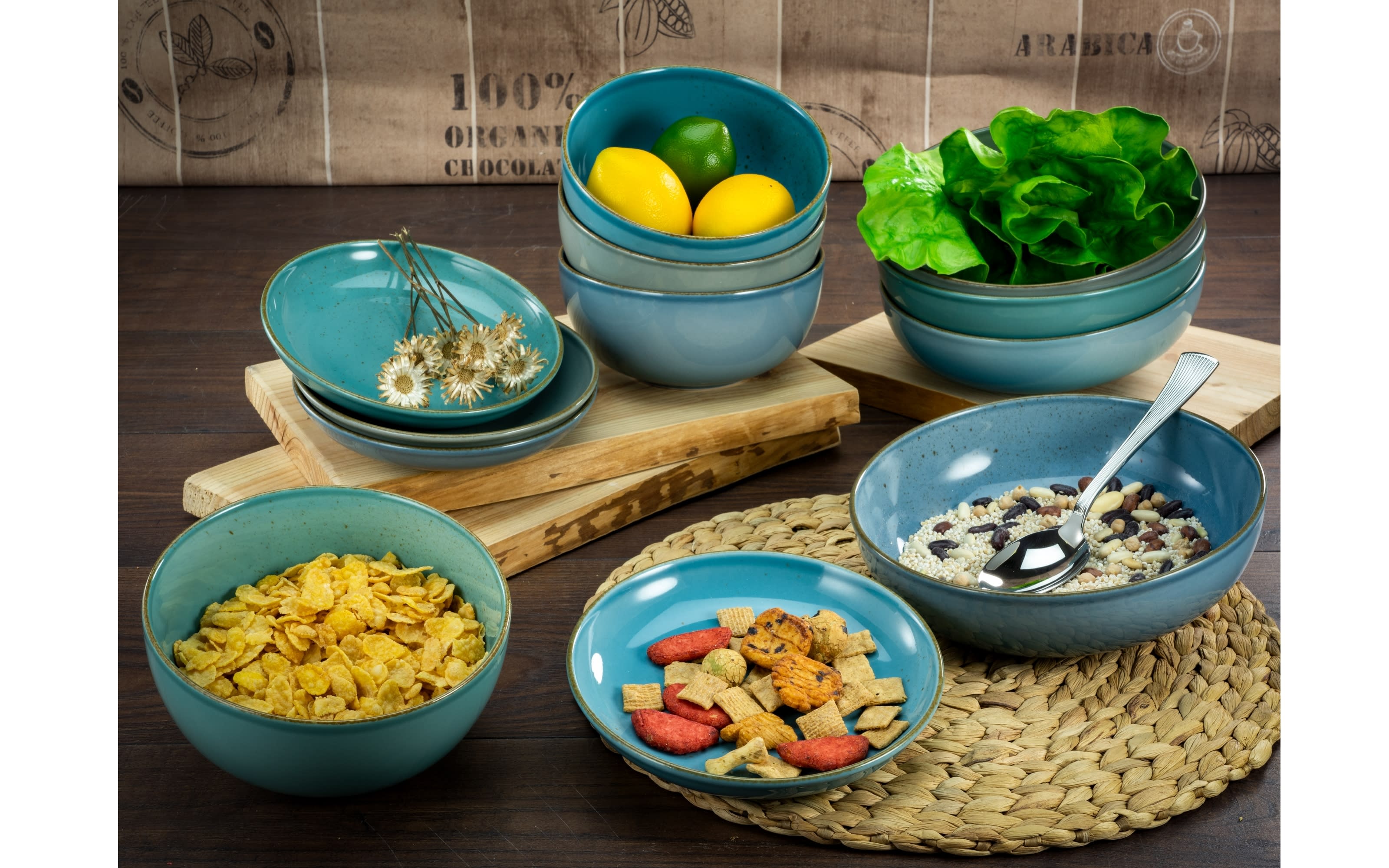 Buddha Bowl Nature Collection in wasserblau, 17,5 cm