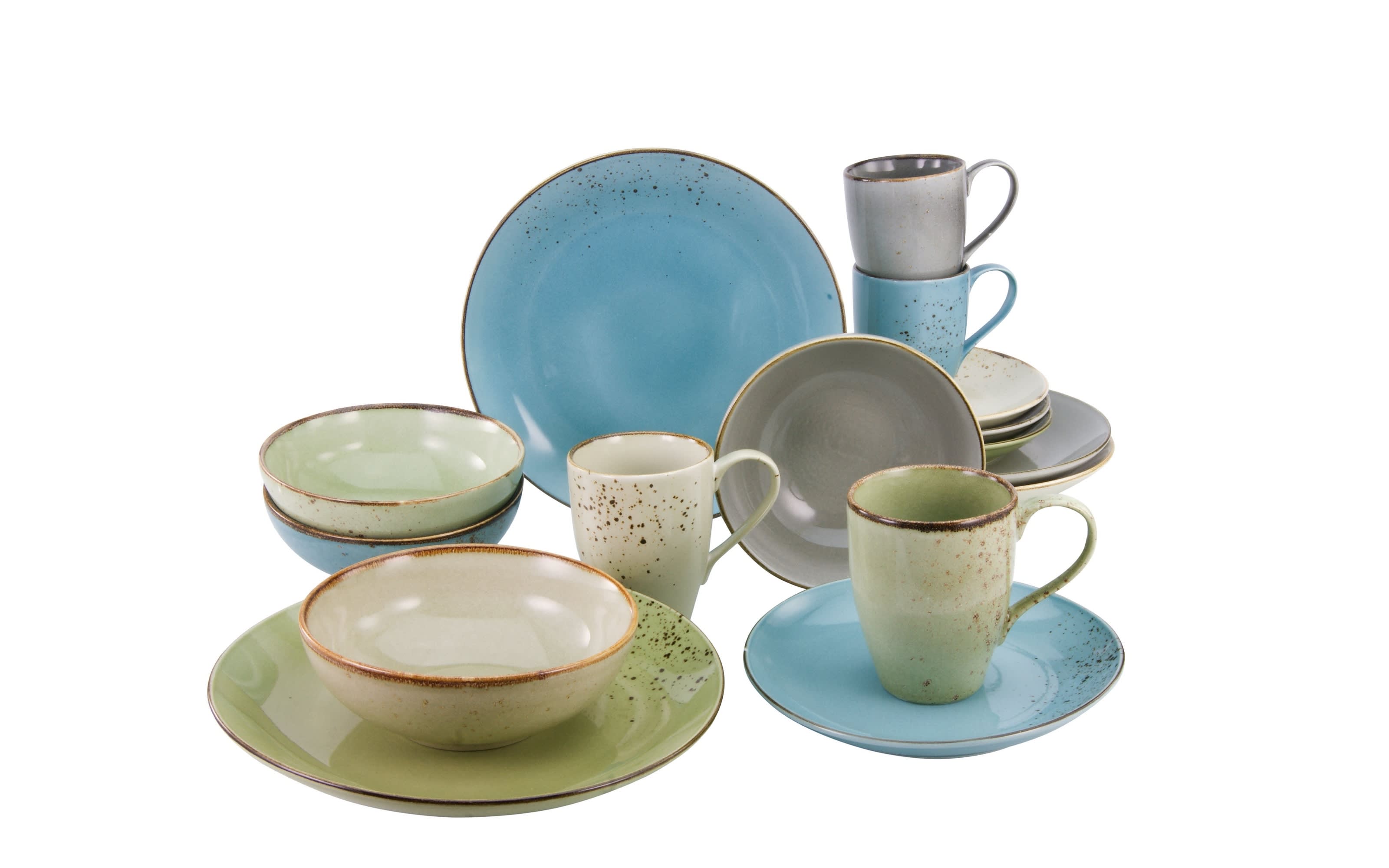 Kombiservice Nature Collection in stone/water/green/earth, 16-teilig