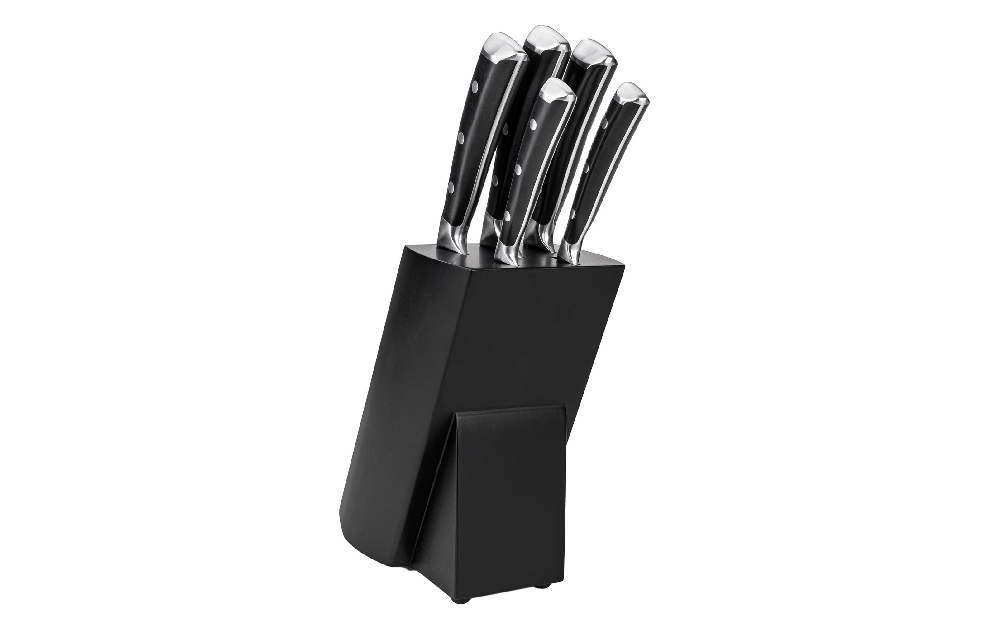 Messerblock Art aus Klingenstahl in schwarz, 6-teilig