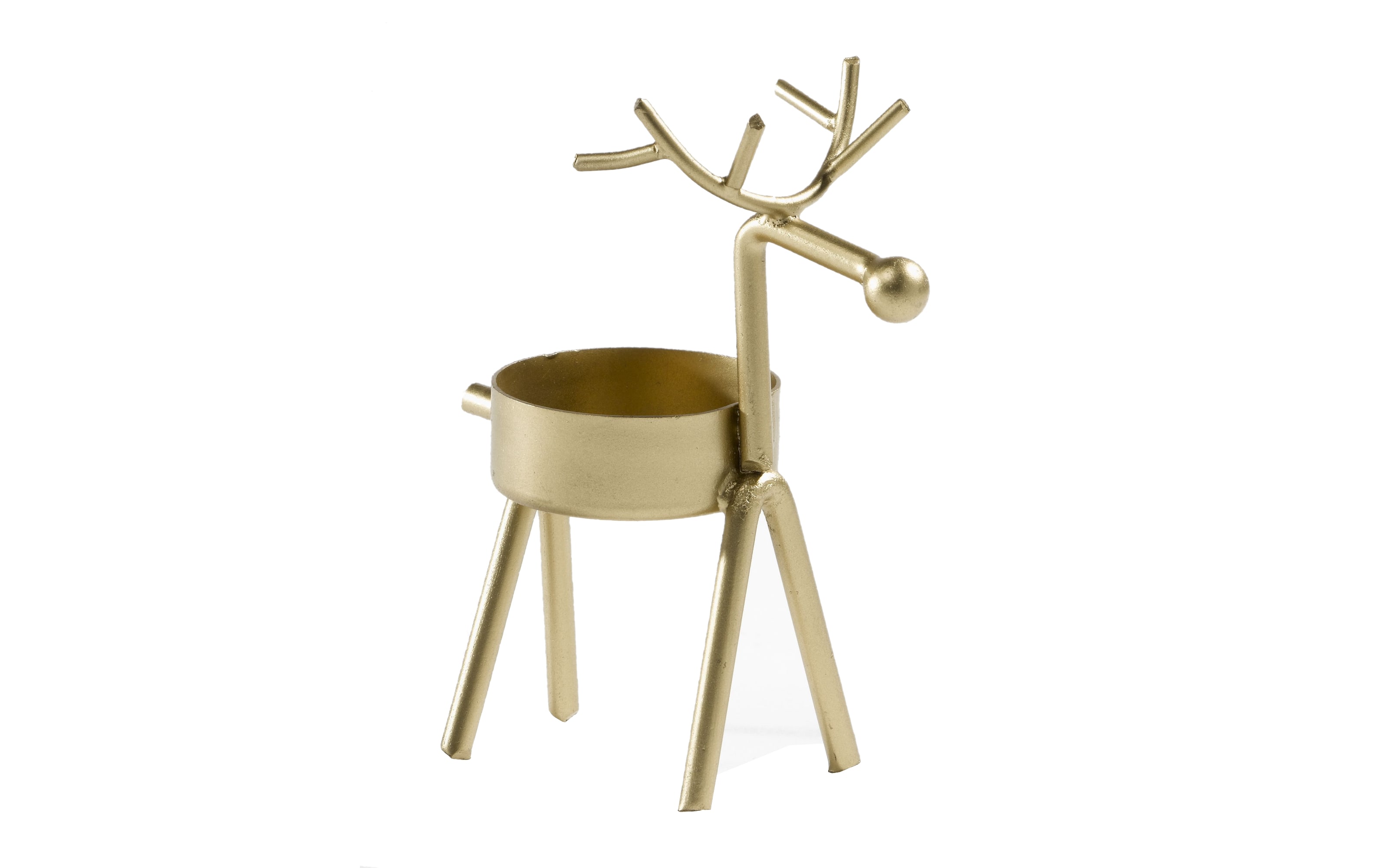 Teelichthalter Elch aus Metall in gold