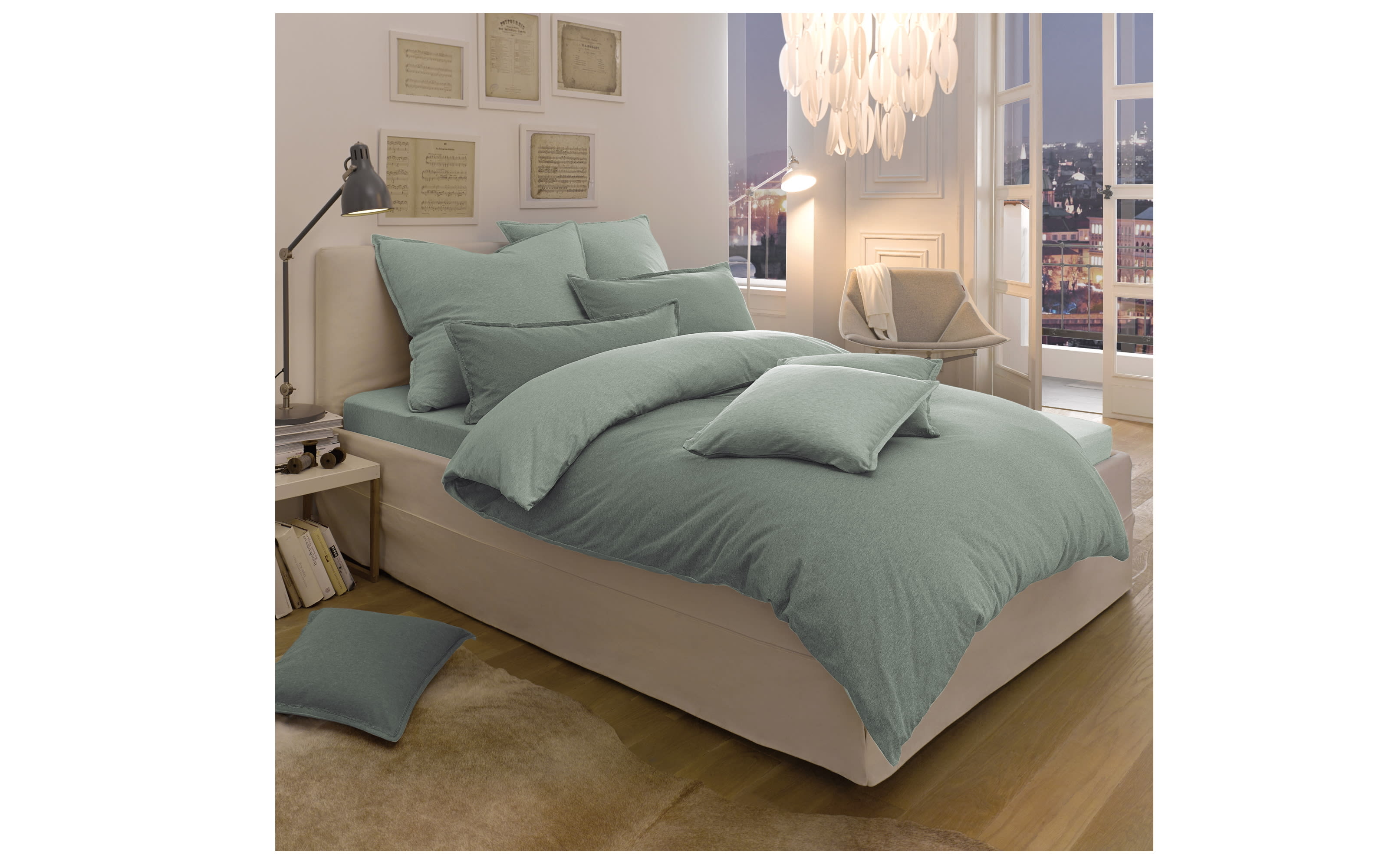 Bierbaum Bettwäsche Jersey Melange - 135x200cm & 80x80cm | Grün 30