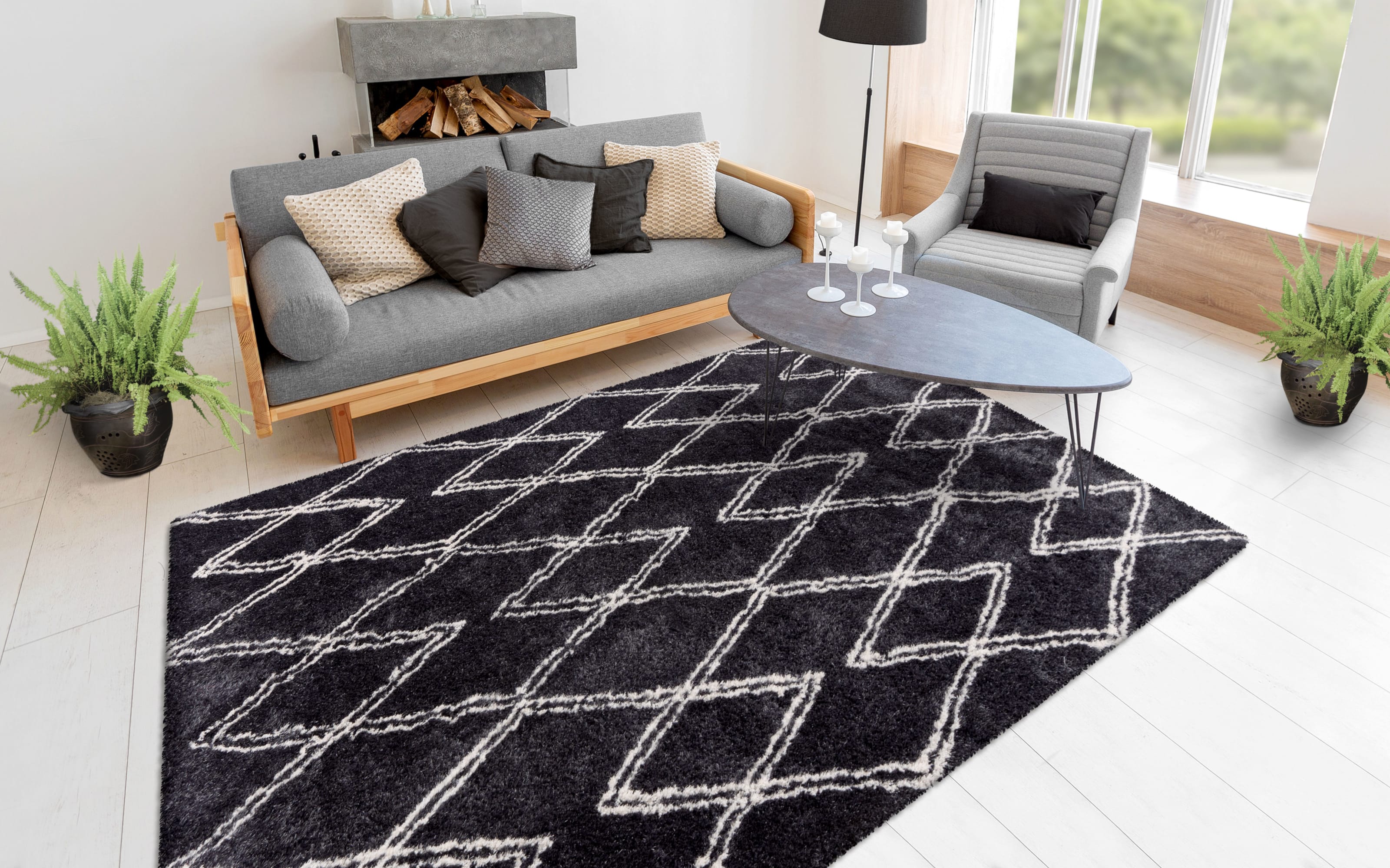 Teppich Orlando 325 in anthrazit, ca. 80 x 150 cm