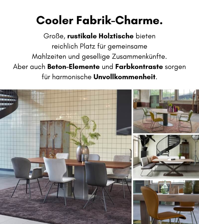 Cooler Fabrik-Charme im Essbereich