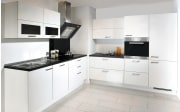 Einbauküche Lux, Lack weiß Hochglanz, inklusive Elektrogeräte und inklusive Siemens-Geschirrspüler