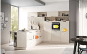 Einbauküche Laser brillant, crema magnolia, inkl. Siemens Elektrogeräte