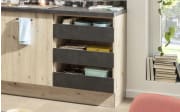 Einbauküche IP 1200, Eiche hell Nachbildung/lavagrau, inkl. Elektrogeräte