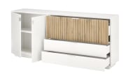Sideboard Linea Q, weiß, grau lackiert, Absetzung Massivholz bianco geölt