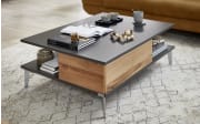 Couchtisch Lazise in Schiefer schwarz/Eiche rustico geölt furniert, inklusive 2 Schubkästen mit Pushbeschlag