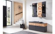 Garderobenbank Lazise in schieferfarbig schwarz, Eiche rustico furniert
