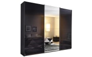 Schwebetürenschrank Kulmbach in Glas basalt, Breite 271 cm, Höhe 210 cm