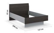 Bett Jumex, seidengrau/Black oak, mit Polsterkopfteil und Nachttisch