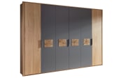 Schlafzimmer Cena, Wildeiche Furnier/Lack grau, 180 x 200 cm,  Schrank 269 x 229 cm