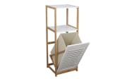 Regal mit Wäschesammler in Bambus/weiß