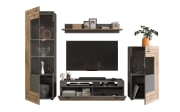 Wohnwand Freno in grau / Nox Oak Eiche Nachbildung