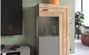 Wohnwand Freno in grau / Nox Oak Eiche Nachbildung
