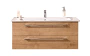 Set Keramikwaschtisch und Waschtischunterschrank b.brace in Eiche natur Nachbildung