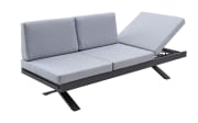 Gartensofa Vesta in hellgrau, Auszugstisch vorstehend links, Kopfteilverstellung rechts