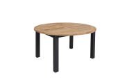 Gartentisch Pulligo, Metallgestell schwarz, Tischplatte Teakholz, ausklappbar