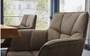 Design-Sessel Tamina in stone, mit schwarzem Stativ-Gestell aus Eisen