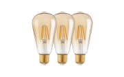 LED-Leuchtmittel 4 W / E27 / 360 Lm / 2200 K Kolben in amber, 3er-Set 