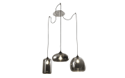 Pendelleuchte Fiona in grau transparent, 3-flammig