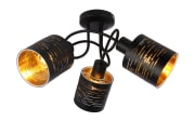 Deckenleuchte Tunno in schwarz/gold, 3-flammig